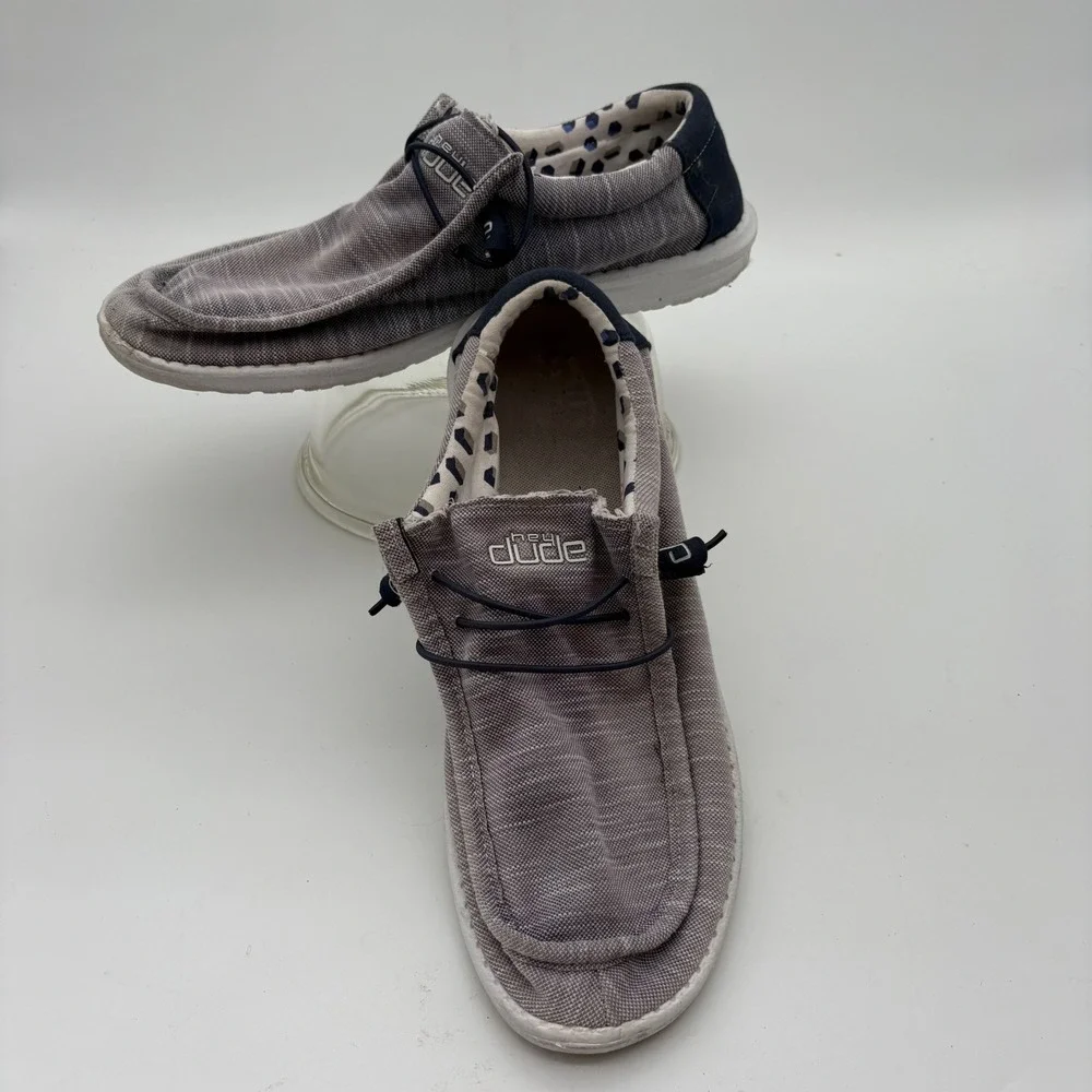 Hey Dude Wally Stretch sock Mens Size 14 Navy White Slip On Loafers 110382521